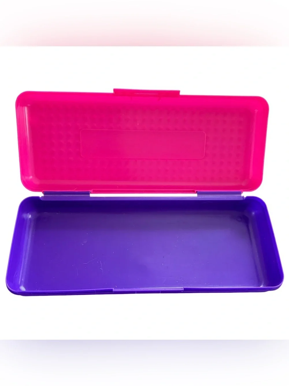 VTG 90s Spacemaker Hot Pink Purple Pencil Box Plastic Case School Supplies 13.5